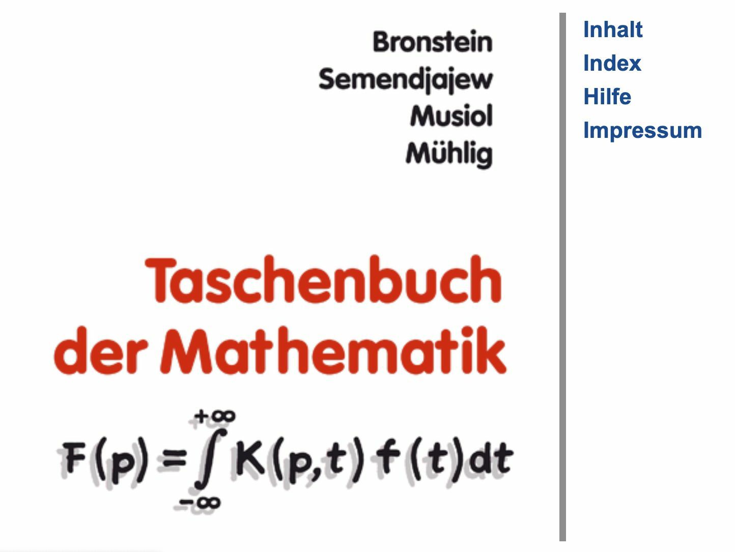 Taschenbuch der Mathematik (Bronstein) als HTML-Struktur