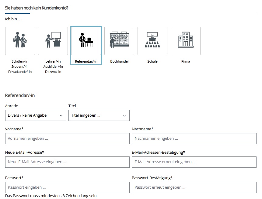Registrierung als Referendar