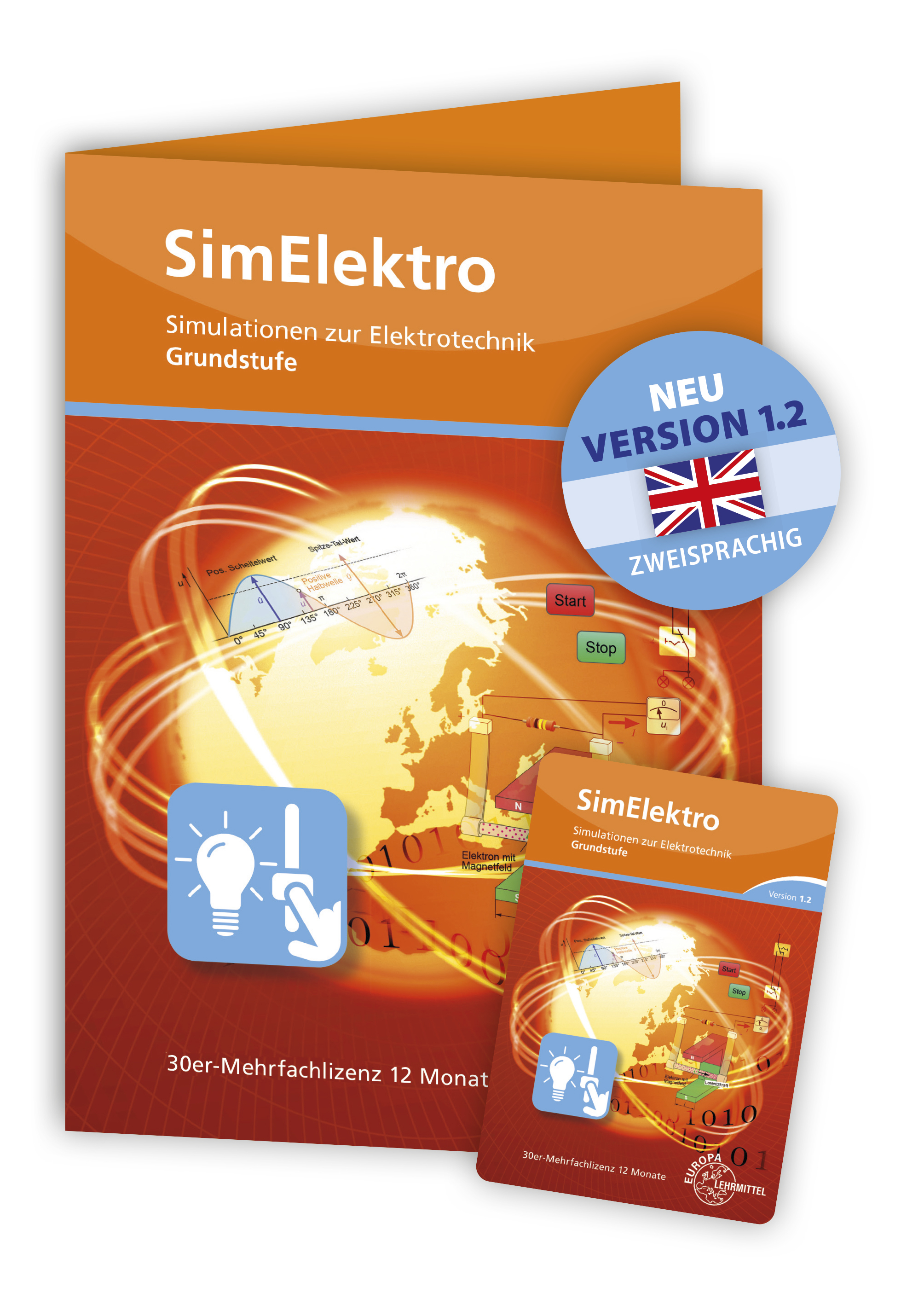 SimElektro - Grundstufe 1.2 - Simulationen zur Elektrotechnik - Freischaltcode auf Keycard - 30er Mehrfachlizenz