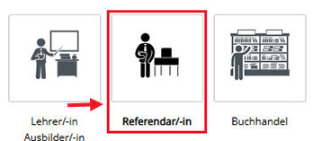 Registrierungsformular mit Auswahl Referendar/-in