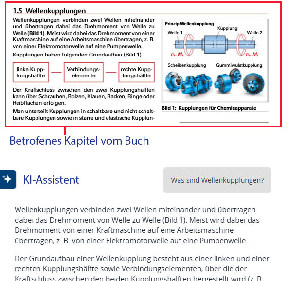 Antwort eines KI-Assistenten im digitalen Buch