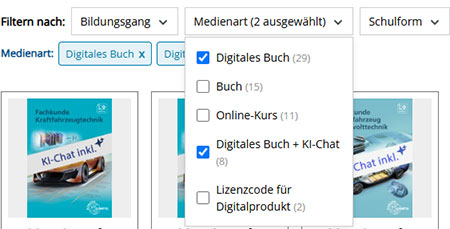 Filtern von digitalen B&uuml;chern